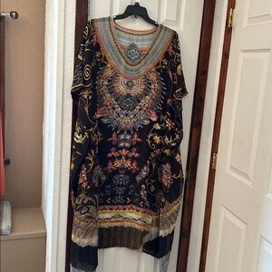 Bohemian Black and Gold beaded beach coverup